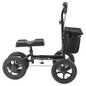 Folding Knee Scooter, Aluminum Steerable Knee Walker with Height-Adjustable Handlebar & Knee Pad, 12" All-Terrain Wheels, Dual Brakes